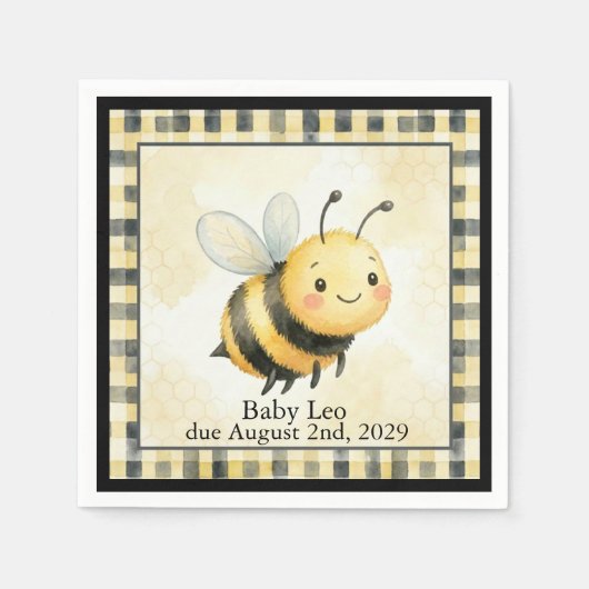Bee Bug Boy ベビーシャワー スタンダードカクテルナプキン (正面)