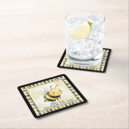 Bee Bug Boy Baby Shower スクエアペーパーコースター