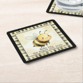 Bee Bug Boy Baby Shower スクエアペーパーコースター (アングル)