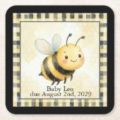 Bee Bug Boy Baby Shower スクエアペーパーコースター (正面)