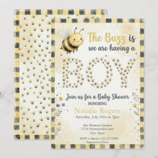 Bee Bug Boy Baby Shower 招待状