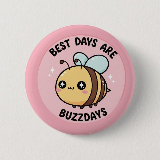 Bee Button – Cute Kawaii Bumblebee Pin 缶バッジ (正面)