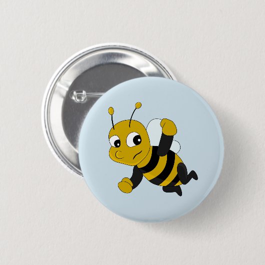 Bee cartoon button 缶バッジ (正面&裏面)