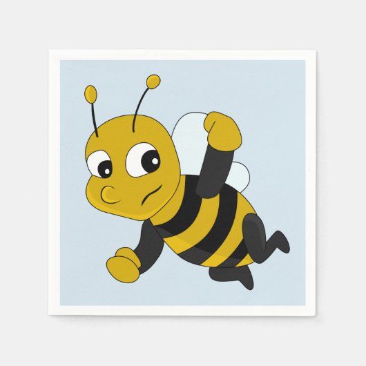 Bee cartoon napkins スタンダードカクテルナプキン (正面)