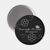 Bee Causeミニマリストビー&ハニカムブラック&ホワイト マグネット (正面/裏面)