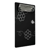 Bee Causeミニマリストビー&ハニカムブラック&ホワイト ミニクリップボード (アングル)