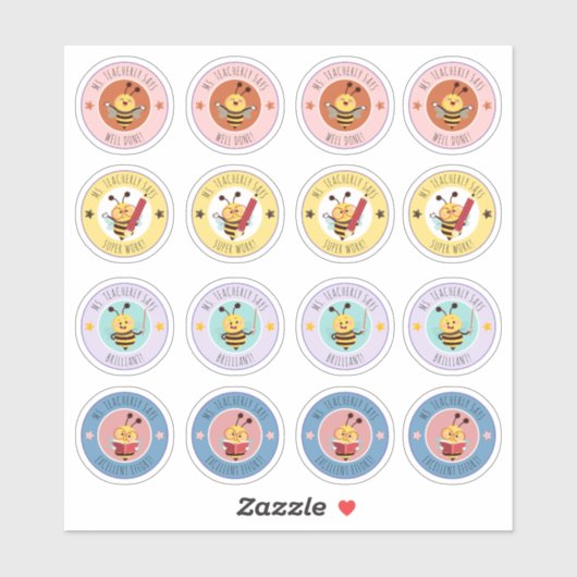 Bee Classroom Reward Student Achievement先生 シール (シート)