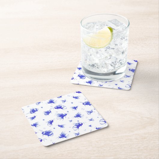 Bee Coaster – 手描きアート、母への贈り物 スクエアペーパーコースター (インサイチュ)