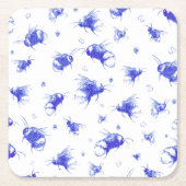 Bee Coaster – 手描きアート、母への贈り物 スクエアペーパーコースター (正面)