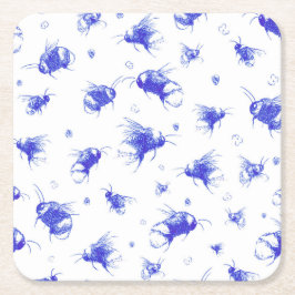 Bee Coaster – 手描きアート、母への贈り物 スクエアペーパーコースター