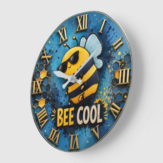Bee Cool Funny Bee ラージ壁時計 (傾斜)