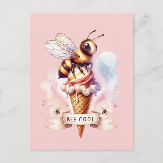Bee Cool Whimsical ポストカード (正面)