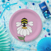 Bee & Daisy Pink Paper Plate ペーパープレート (パーティー)
