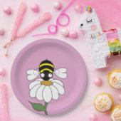 Bee & Daisy Pink Paper Plate ペーパープレート (パーティー)