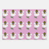 Bee Daisy Wrapping Paper (Set of 3) ラッピングペーパーシート (正面3)