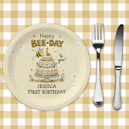 Bee Day First Birthday | Cute Bee Birthday ペーパープレート