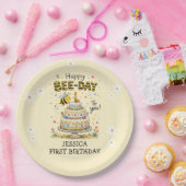 Bee Day First Birthday | Cute Bee Birthday ペーパープレート (パーティー)