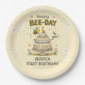 Bee Day First Birthday | Cute Bee Birthday ペーパープレート (正面)