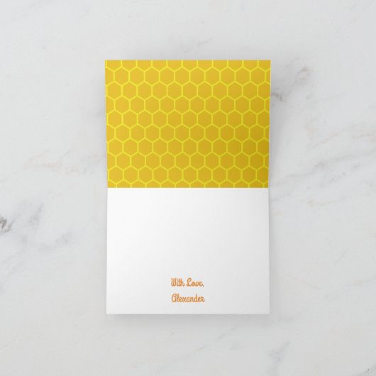 Bee Day Thank You 1st Birthday Card カード (内部)