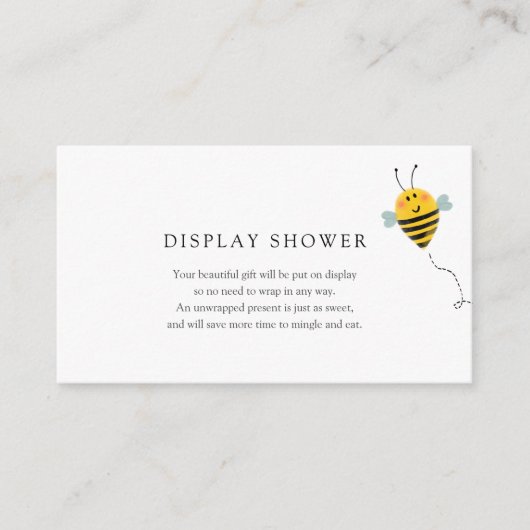 Bee Displayベビーシャワー挿入カード エンクロージャーカード (正面)