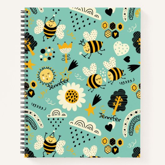 Bee Dodle Meバックノートブックに名前の色を追加 ノートブック (正面)