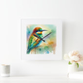 Bee Eater Bird 250924AREF138 - Watercolor スクエア壁時計 (ホーム)
