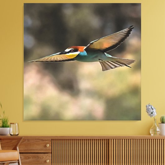 Bee Eater In Flight Realistic Artwork キャンバスプリント (インサイチュ (リビング))