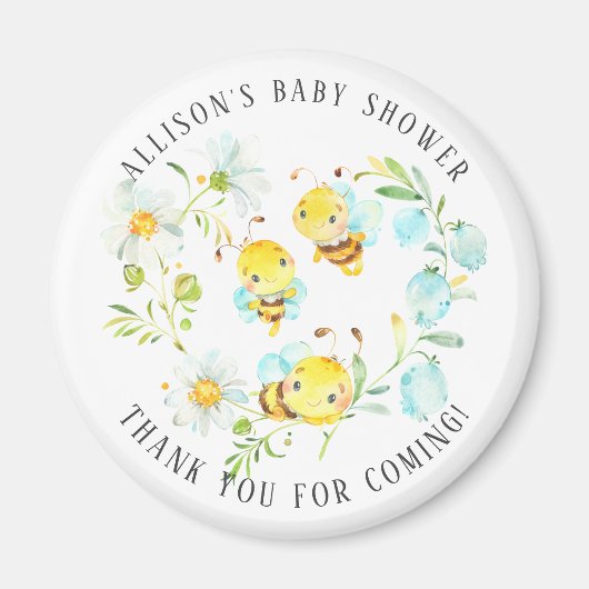 Bee Family of 3 Bee Baby Shower マグネット (正面)
