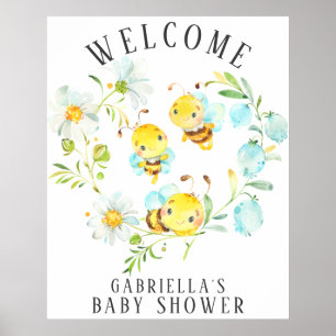 Bee Family of 3 Bee Baby Shower Poster ポスター