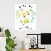 Bee Family of 3 Bee Baby Shower Poster ポスター (ホームオフィス)