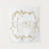 Bee First Birthday Banner Our Little Hunny タペストリー (正面)