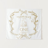 Bee First Birthday Banner Our Little Hunny タペストリー (正面(横))