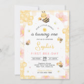 Bee First Birthday Invitation, Sweet To Bee One  招待状 (正面)
