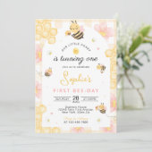 Bee First Birthday Invitation, Sweet To Bee One  招待状 (スタンド正面)