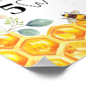 Bee First Birthday Milestone Sign ポスター (角)