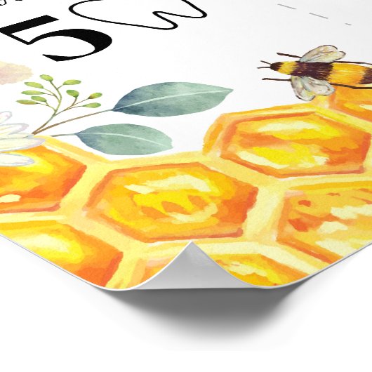 Bee First Birthday Milestone Sign ポスター (角)