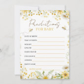 Bee Floral Baby Predictions & Advice Card 招待状 (正面)