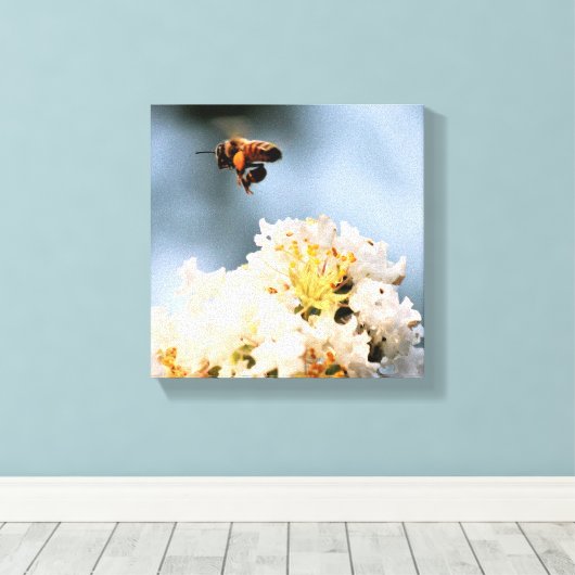 Bee Floral Canvas Print キャンバスプリント (インサイチュ (ウッドフロア))