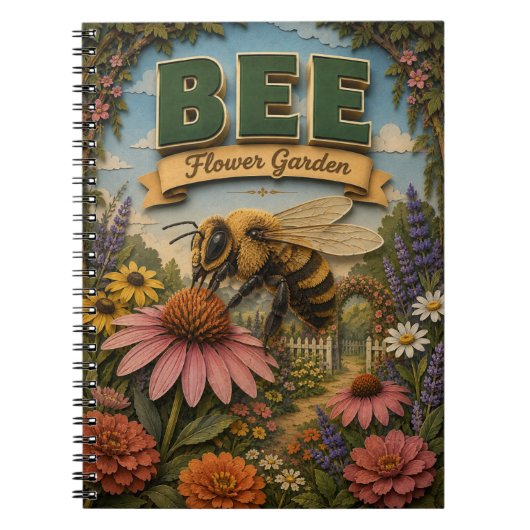 Bee Flower Garden POPCUT ノートブック (正面)