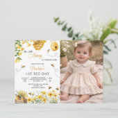 Bee Flower Our Little Honey Is Turning Birthday  招待状 (スタンド正面)