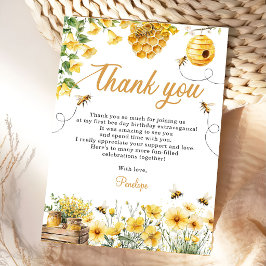 Bee Flower Yellow Birthday サンキューカード