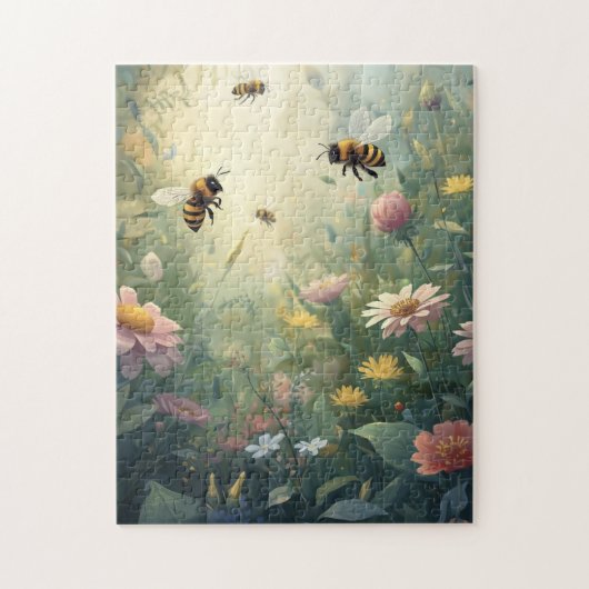Bee Garden Puzzle with Wildflowers and Nature Scen ジグソーパズル (縦)