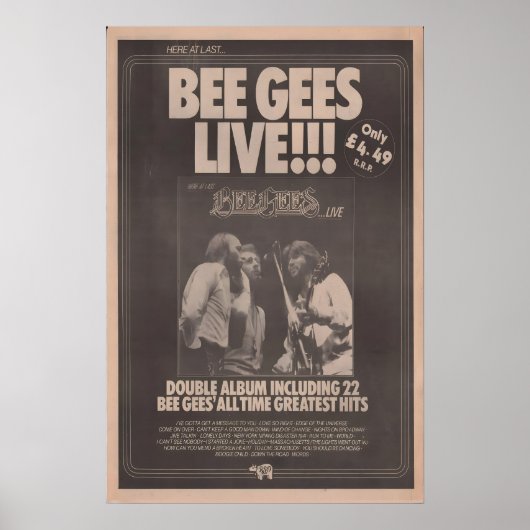 BEE GEES - original NME Poster 1977 - Live - Barry ポスター (正面)