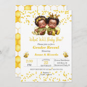 Bee Genderがアフリカ系アメリカ人の男の赤ちゃん女の子を明かす 招待状 (正面/裏面)