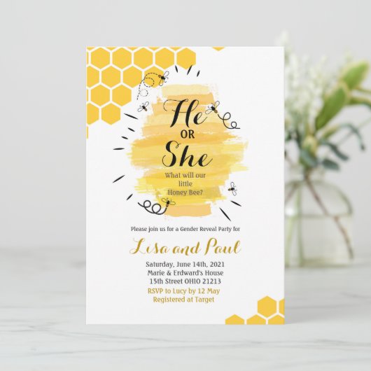 Bee Gender Reveal招待状 招待状 (スタンド正面)