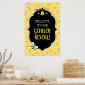 Bee Gender Reveal赤ちゃんシャワー歓迎サイン ポスター (キッチン)