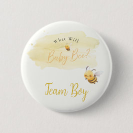 Bee Gender Reveal Button Team Boy 缶バッジ