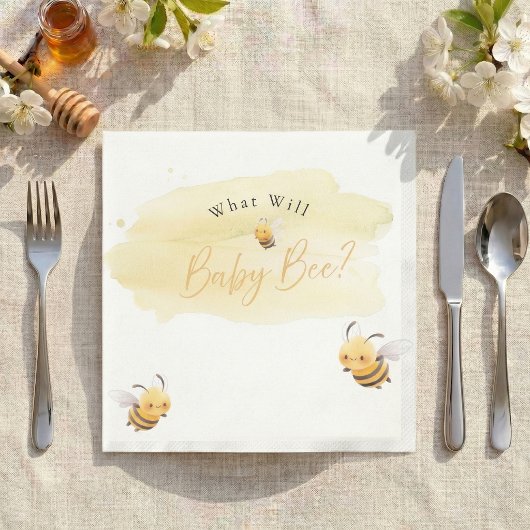 Bee Gender Reveal Napkins What Will Baby Bee スタンダードカクテルナプキン