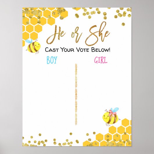 Bee Gender Reveal Voting Boardポスター ポスター (正面)