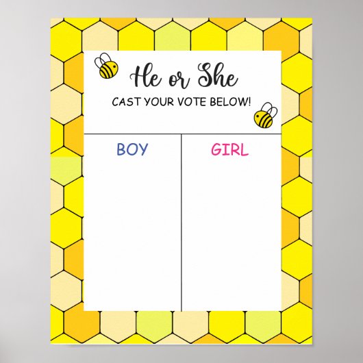 Bee Gender Reveal Voting Board ポスター (正面)